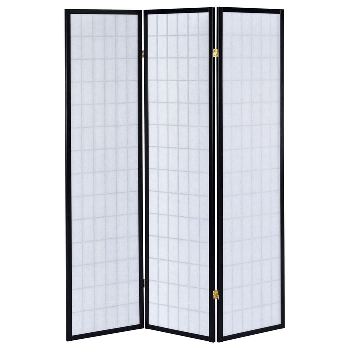 Carrie 3-Panel Room Divider Folding Shoji Screen Black - Walo Furniture 