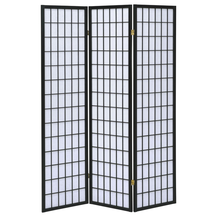 Carrie 3-Panel Room Divider Folding Shoji Screen Black - Walo Furniture 