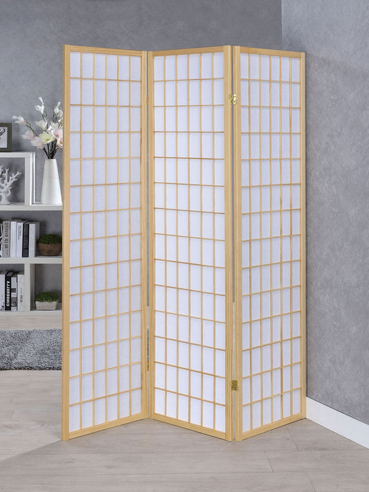 Carrie 3-Panel Room Divider Folding Shoji Screen Natural - Walo Furniture 