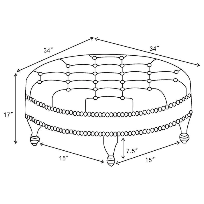 Elchin Round Upholstered Tufted Ottoman Oatmeal - Walo Furniture 