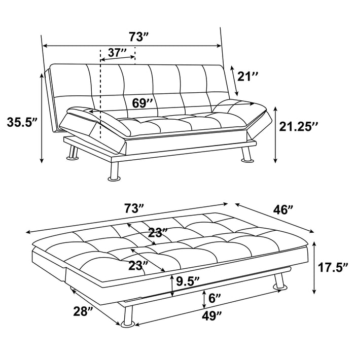 Dilleston Upholstered Tufted Convertible Sofa Bed Grey - Walo Furniture 