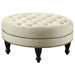 Elchin Round Upholstered Tufted Ottoman Oatmeal - Walo Furniture 