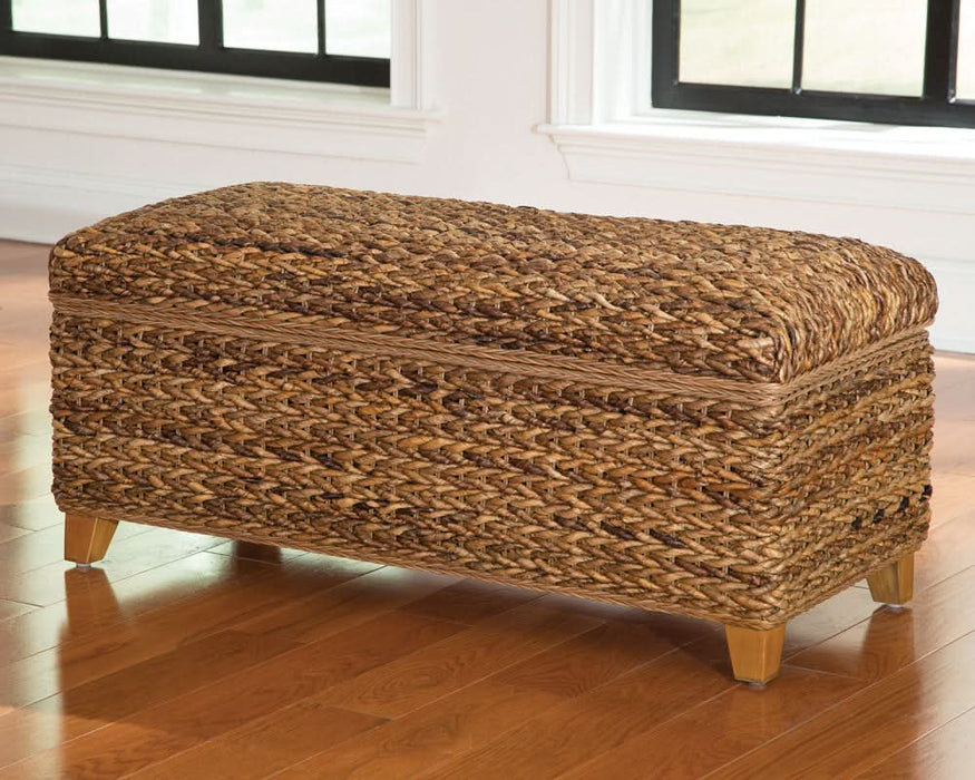 Laughton Hand-Woven Banana Leaf Storage Trunk Amber - Walo Furniture 