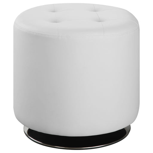 Bowman Round Upholstered Tufted Swivel Ottoman White - Walo Furniture 