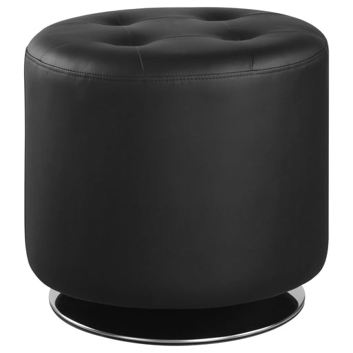 Bowman Round Upholstered Tufted Swivel Ottoman Black - Walo Furniture 