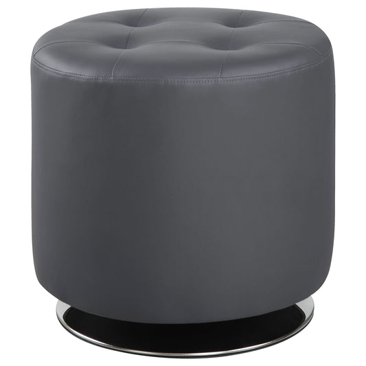 Bowman Round Upholstered Tufted Swivel Ottoman Grey - Walo Furniture 