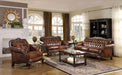 Victoria Full Leather Upholstered Rolled Arm Sofa Brown - Walo Furniture 