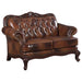 Victoria Full Leather Upholstered Rolled Arm Loveseat Brown - Walo Furniture 