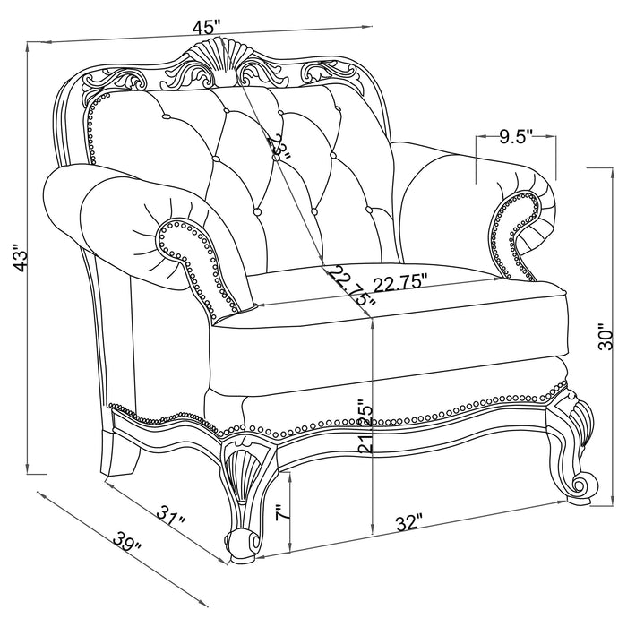 Victoria Full Leather Upholstered Rolled Arm Chair Brown - Walo Furniture 