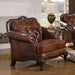 Victoria Full Leather Upholstered Rolled Arm Chair Brown - Walo Furniture 