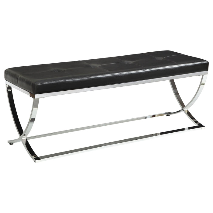 Walton Leatherette Upholstered Tufted Accent Bench Black - Walo Furniture 