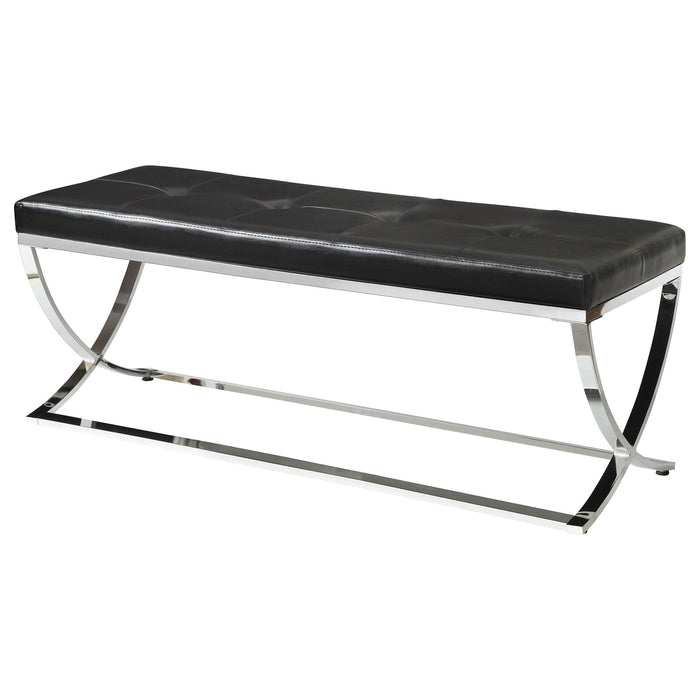 Walton Leatherette Upholstered Tufted Accent Bench Black - Walo Furniture 