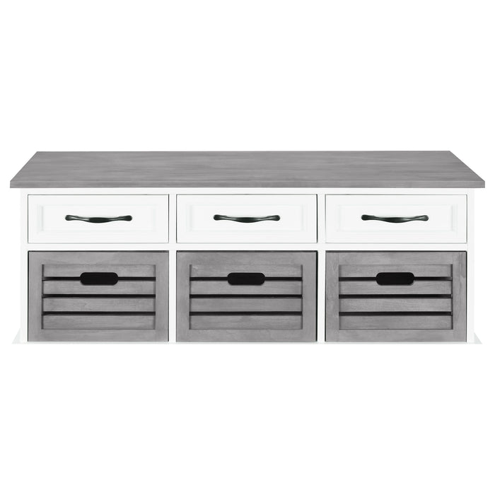 Alma 3-drawer Storage Bench White and Weathered Grey - Walo Furniture 