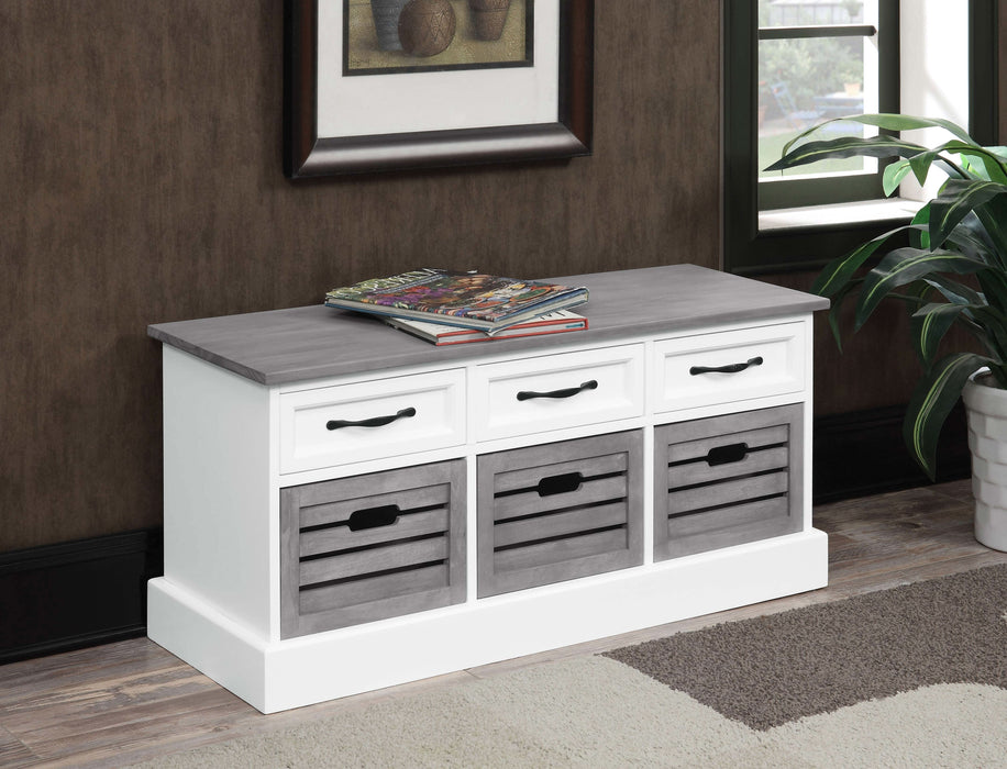 Alma 3-drawer Storage Bench White and Weathered Grey - Walo Furniture 