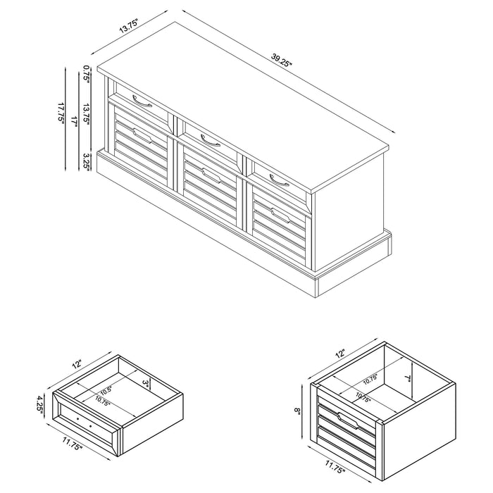 Alma 3-drawer Storage Bench White and Weathered Grey - Walo Furniture 