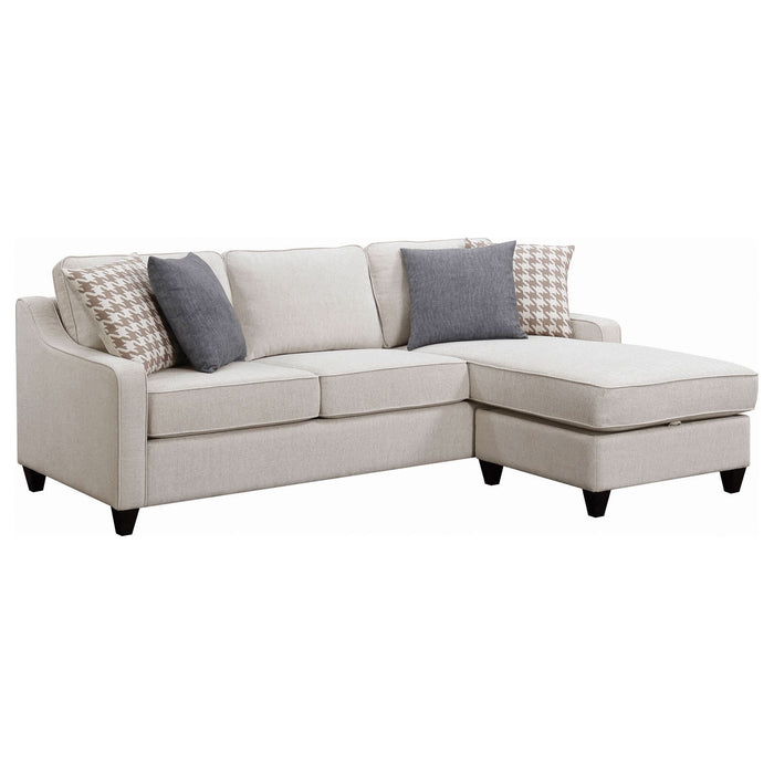 Mcloughlin Upholstered Sloped Arm Sectional Sofa Platinum - Walo Furniture 