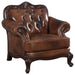 Victoria Full Leather Upholstered Rolled Arm Chair Brown - Walo Furniture 