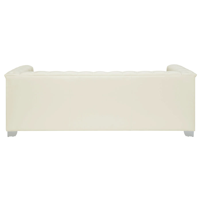 Chaviano Upholstered Track Arm Sofa Pearl White - Walo Furniture 