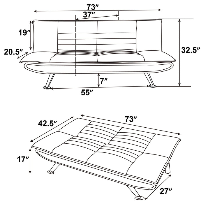 Julian Upholstered Tufted Convertible Sofa Bed Grey - Walo Furniture 