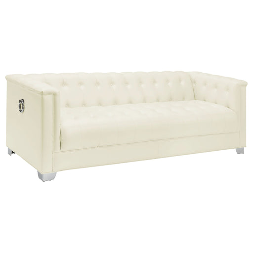 Chaviano 2-piece Upholstered Track Arm Sofa Set Pearl White - Walo Furniture 