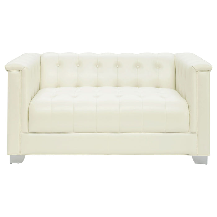 Chaviano 2-piece Upholstered Track Arm Sofa Set Pearl White - Walo Furniture 