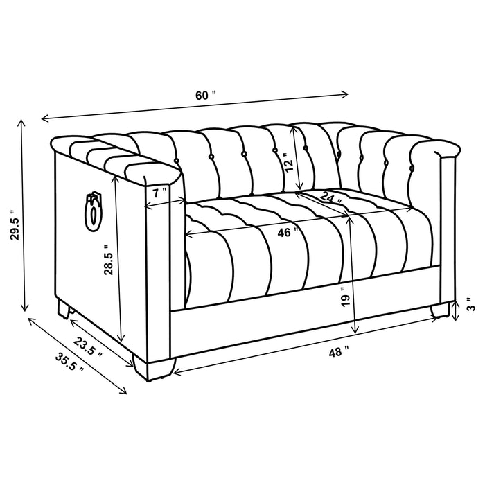 Chaviano 3-piece Upholstered Track Arm Sofa Set Pearl White - Walo Furniture 