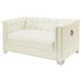 Chaviano Upholstered Track Arm Loveseat Pearl White - Walo Furniture 