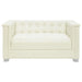 Chaviano Upholstered Track Arm Loveseat Pearl White - Walo Furniture 