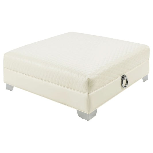 Chaviano Square Upholstered Ottoman Pearl White - Walo Furniture 