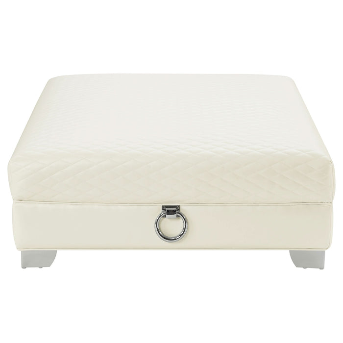 Chaviano Square Upholstered Ottoman Pearl White - Walo Furniture 