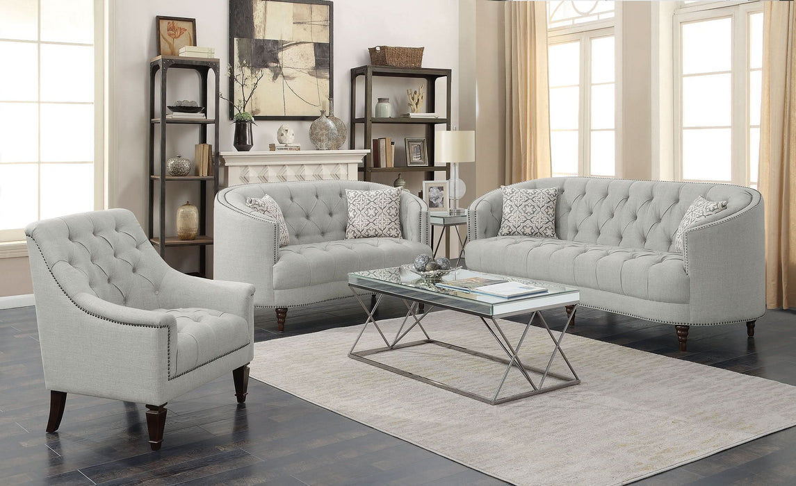 Avonlea Upholstered Sloped Arm Sofa Grey Fabric - Walo Furniture 