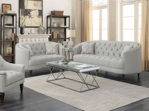 Avonlea 2-piece Upholstered Sloped Arm Sofa Set Grey Fabric - Walo Furniture 