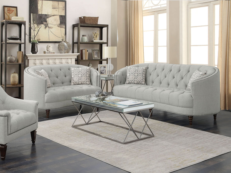 Avonlea 2-piece Upholstered Sloped Arm Sofa Set Grey Fabric - Walo Furniture 