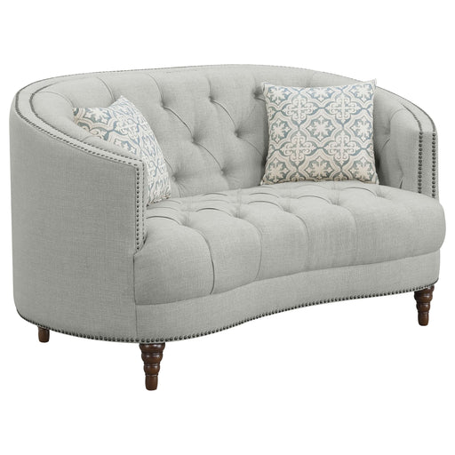 Avonlea Upholstered Sloped Arm Loveseat Grey Fabric - Walo Furniture 