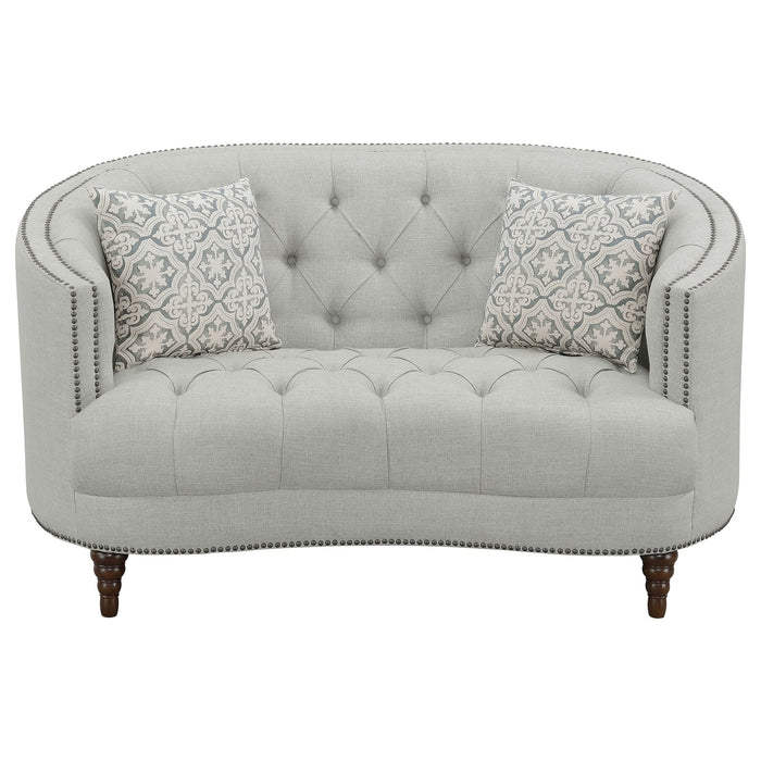 Avonlea Upholstered Sloped Arm Loveseat Grey Fabric - Walo Furniture 