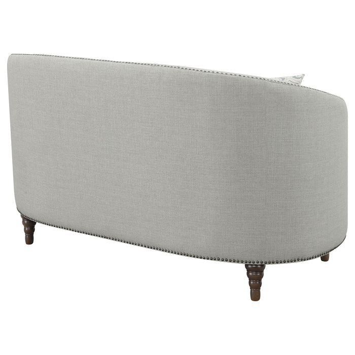 Avonlea Upholstered Sloped Arm Loveseat Grey Fabric - Walo Furniture 