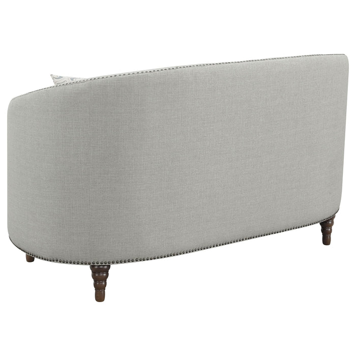 Avonlea Upholstered Sloped Arm Loveseat Grey Fabric - Walo Furniture 