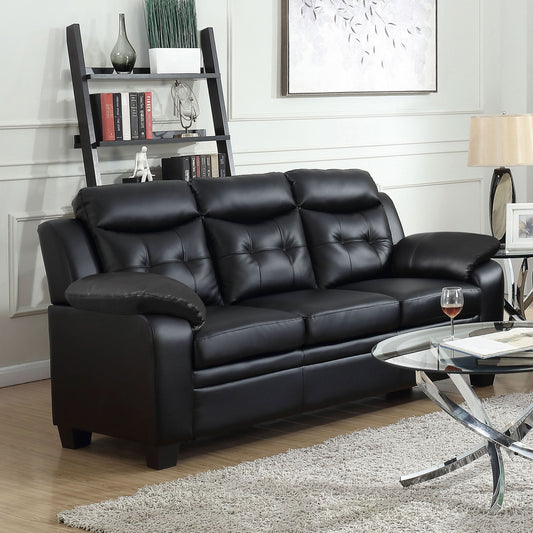 Finley Upholstered Padded Arm Tufted Sofa Black - Walo Furniture 