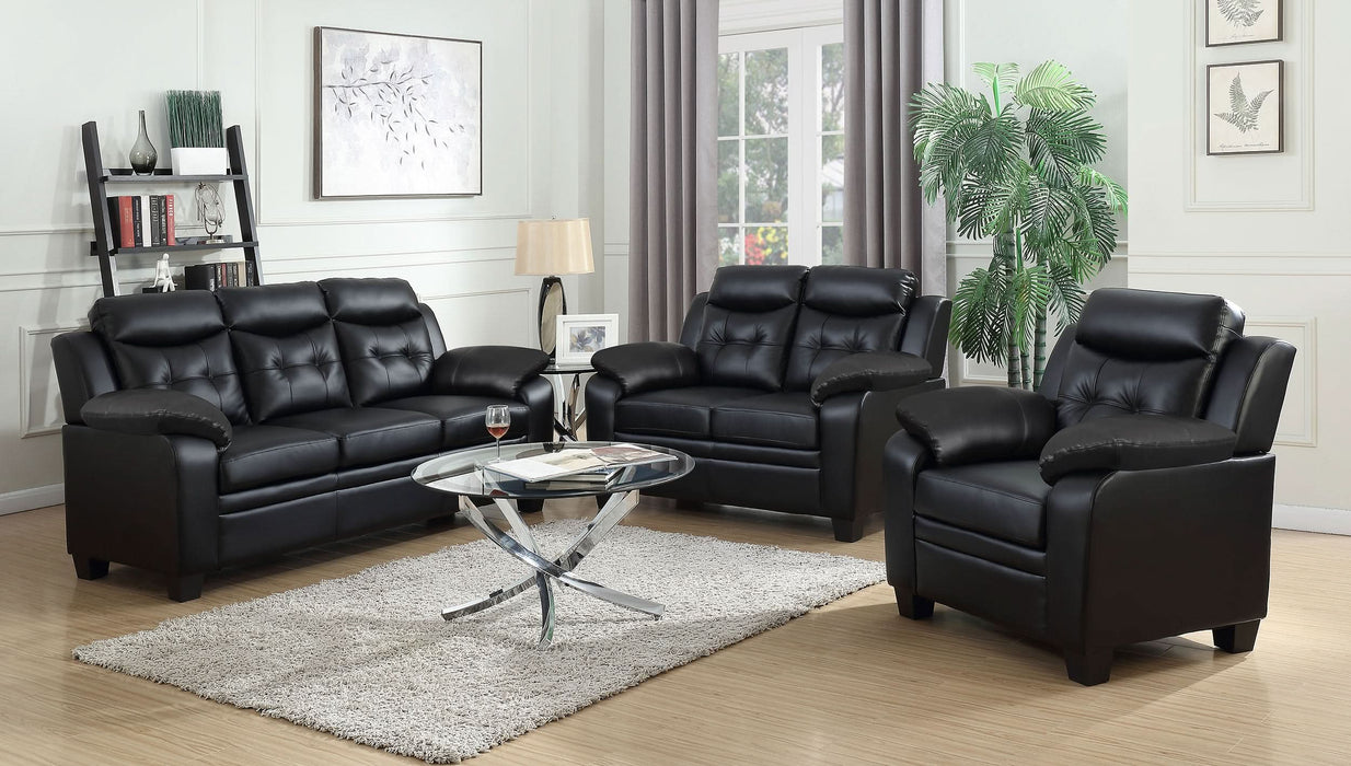 Finley Upholstered Padded Arm Tufted Sofa Black - Walo Furniture 