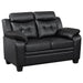 Finley 2-piece Upholstered Padded Arm Tufted Sofa Set Black - Walo Furniture 