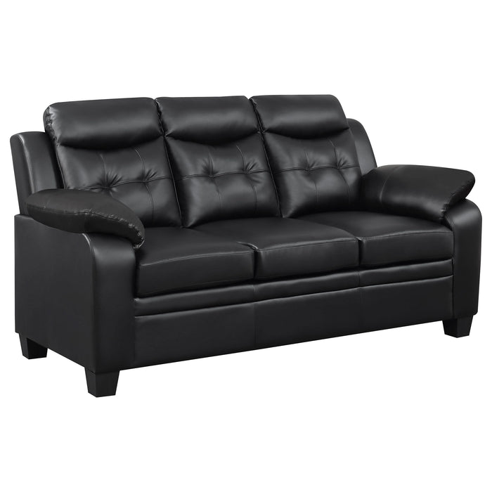 Finley 2-piece Upholstered Padded Arm Tufted Sofa Set Black - Walo Furniture 