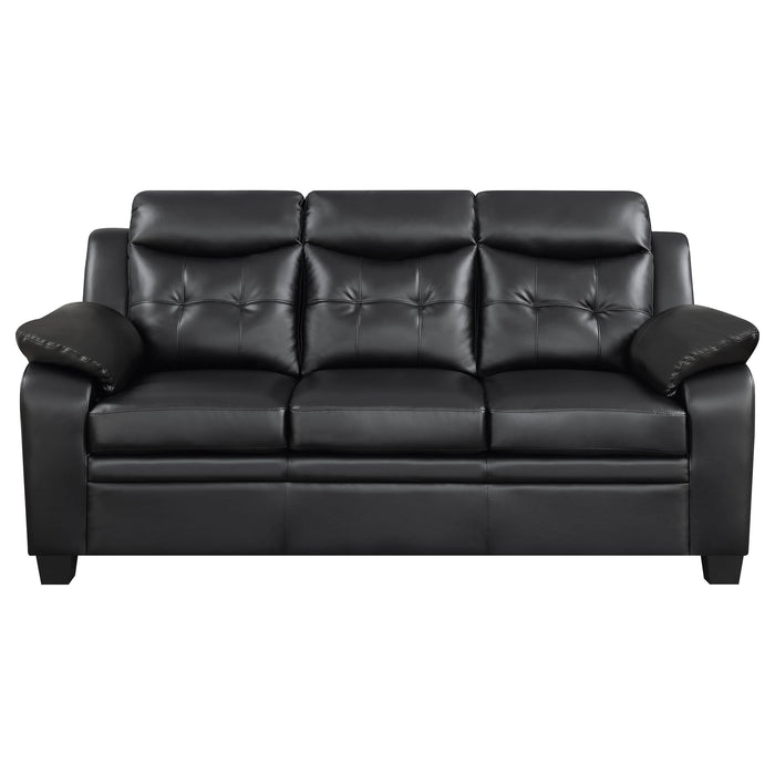 Finley 2-piece Upholstered Padded Arm Tufted Sofa Set Black - Walo Furniture 