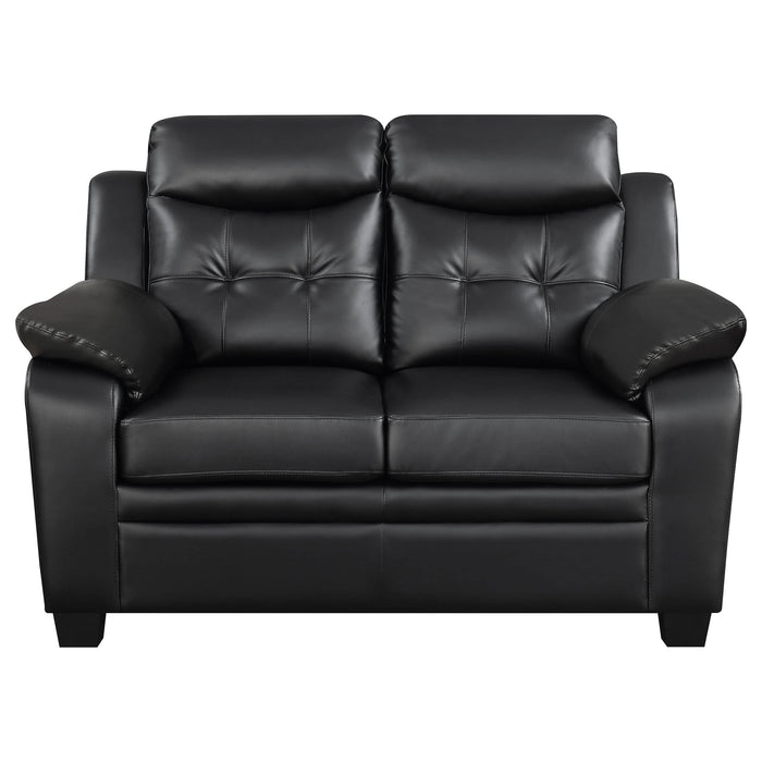 Finley Upholstered Padded Arm Tufted Loveseat Black - Walo Furniture 