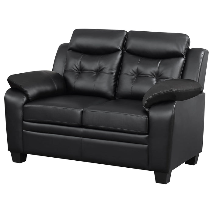 Finley Upholstered Padded Arm Tufted Loveseat Black - Walo Furniture 