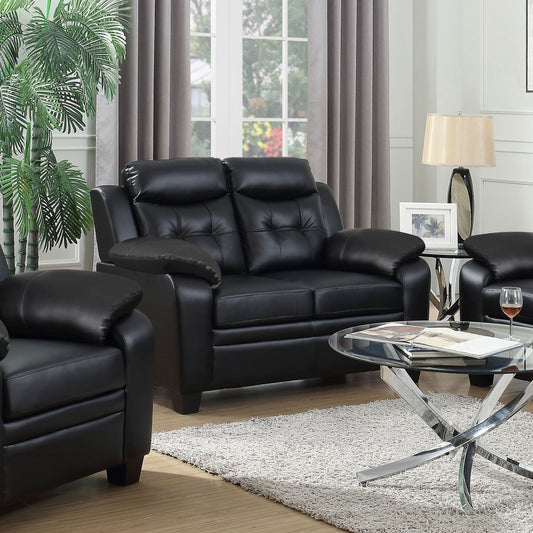 Finley Upholstered Padded Arm Tufted Loveseat Black - Walo Furniture 