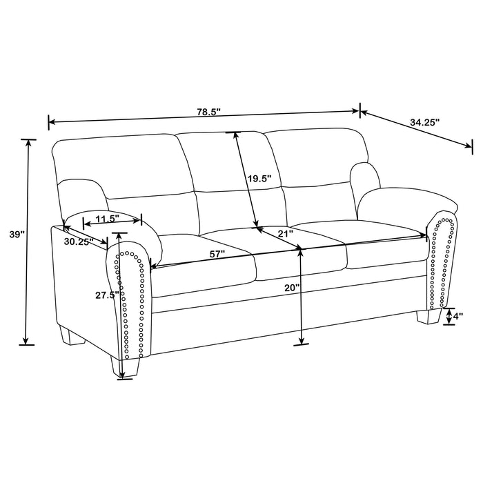 Clementine Upholstered Padded Arm Sofa Brown - Walo Furniture 