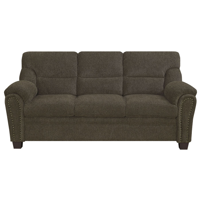 Clementine Upholstered Padded Arm Sofa Brown - Walo Furniture 