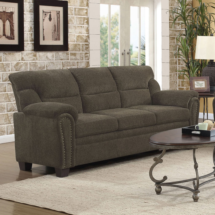 Clementine Upholstered Padded Arm Sofa Brown - Walo Furniture 