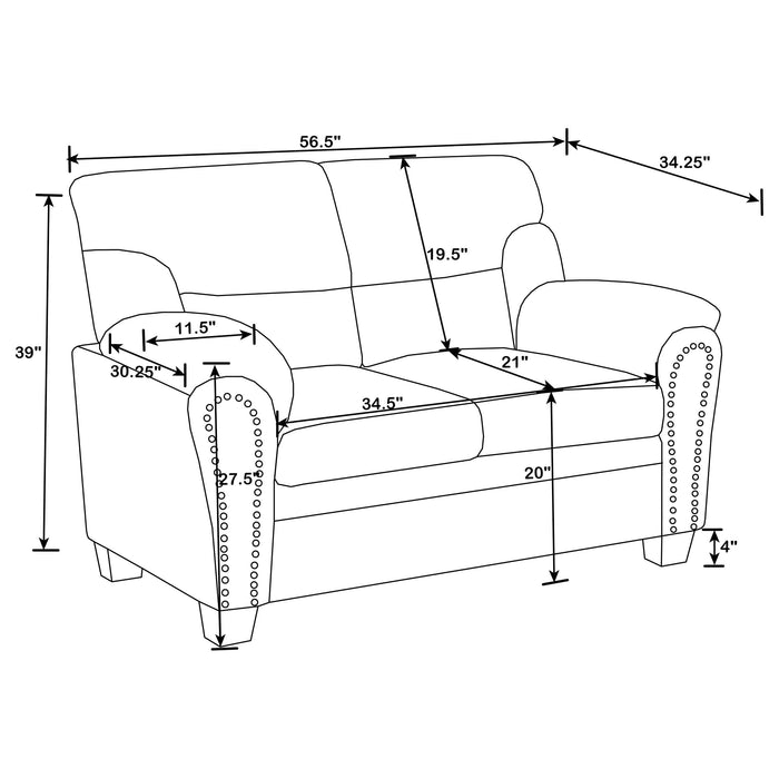 Clementine Upholstered Padded Arm Loveseat Brown - Walo Furniture 