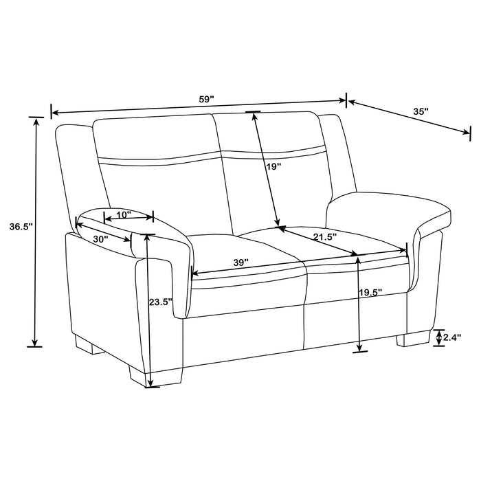 Arabella 2-piece Upholstered Padded Arm Sofa Set Grey - Walo Furniture 